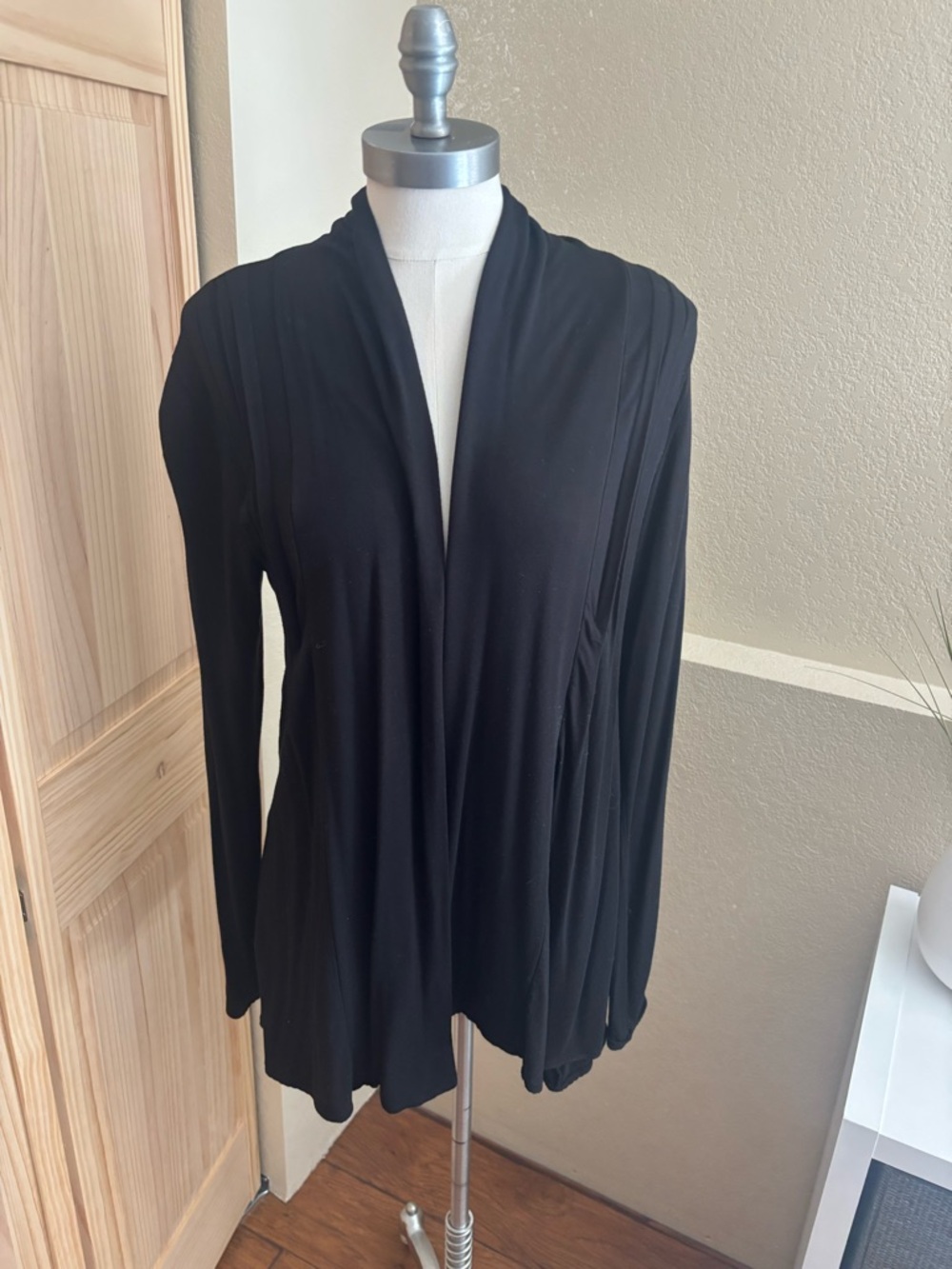 Black Open Front Draped Cardigan